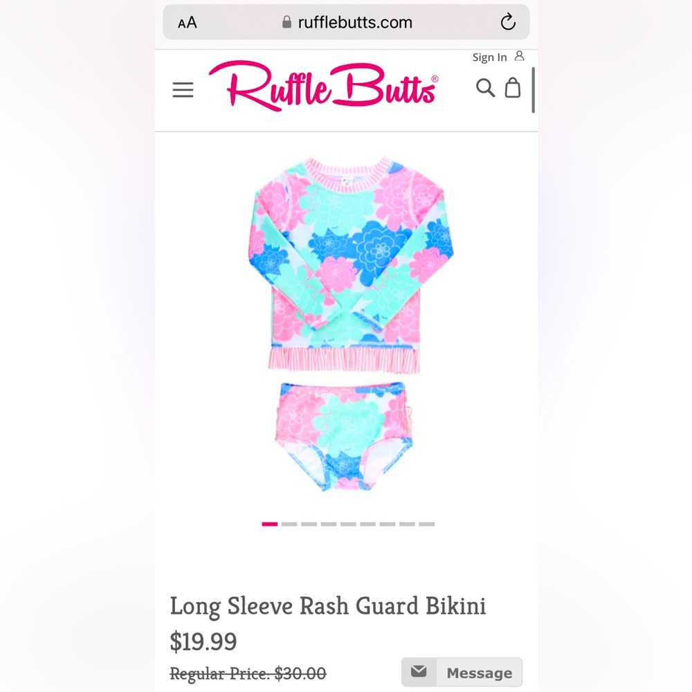 Ruffle Butts size 6 two piece swimsuit